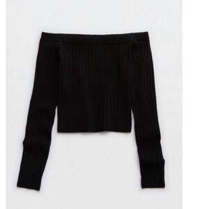 Aerie Black Off-Shoulder Sweater